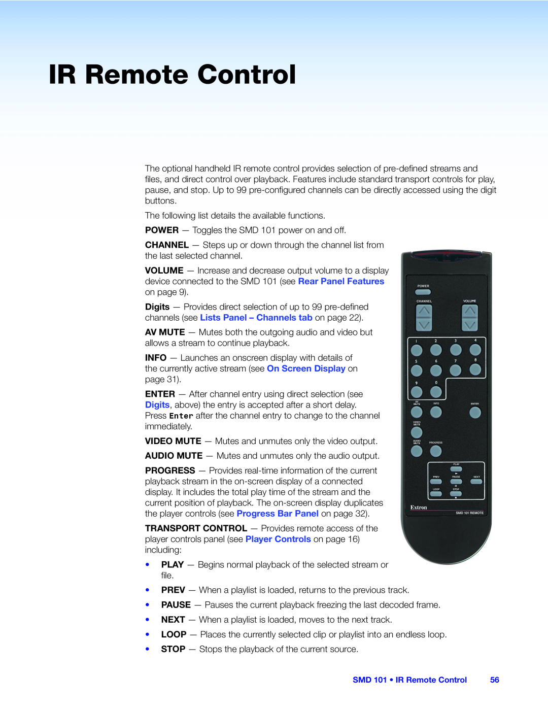 Extron electronic SMD 101 manual IR Remote Control 