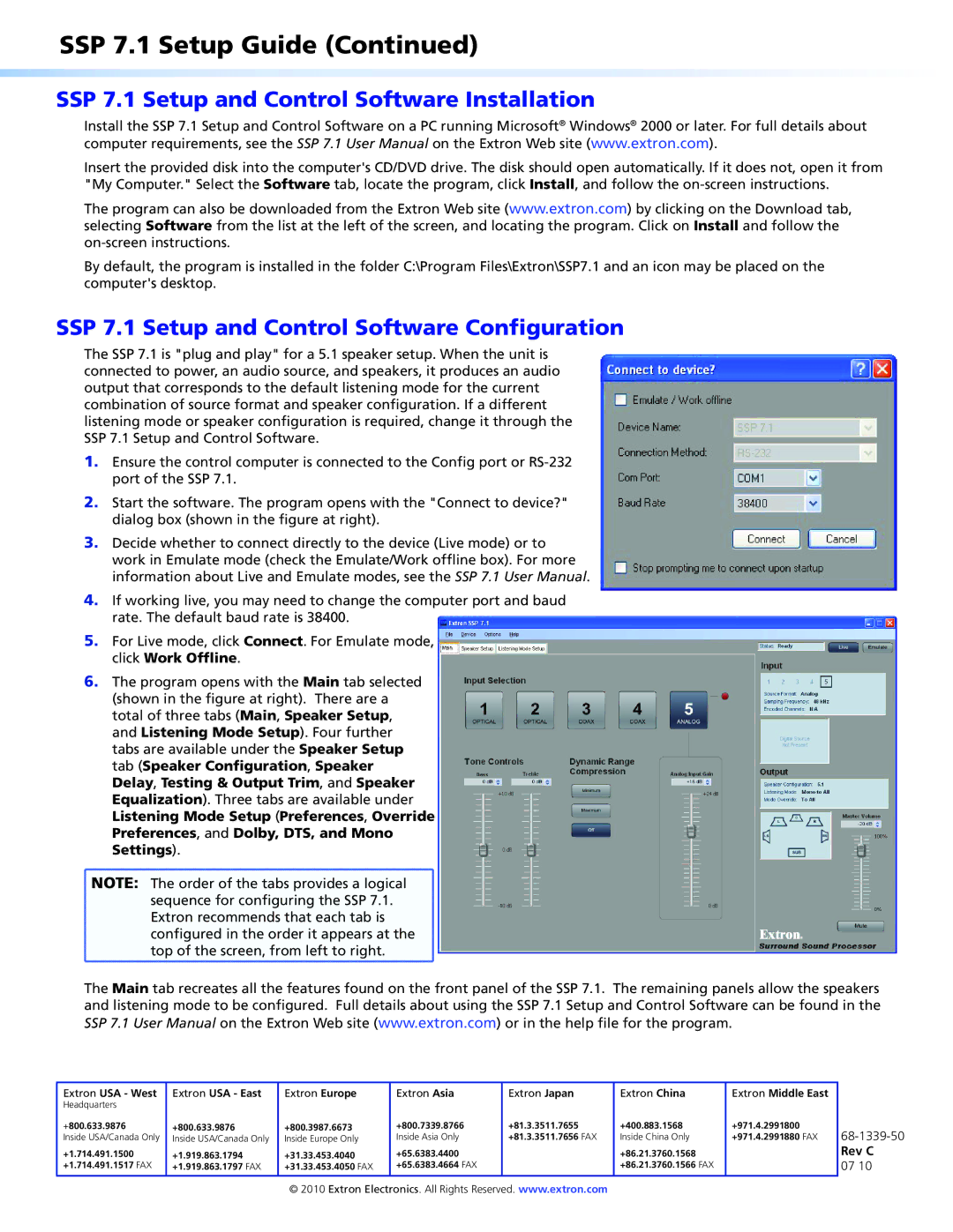 Extron electronic SSP 7.1 Setup and Control Software Installation, SSP 7.1 Setup and Control Software Configuration 