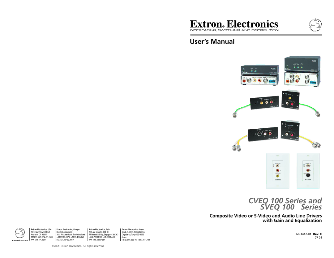 Extron electronic CVEQ 100 Series, SVEQ 100 Series, A-4, A-2, A-3 user manual Cveq 100 Series Sveq 100 Series 