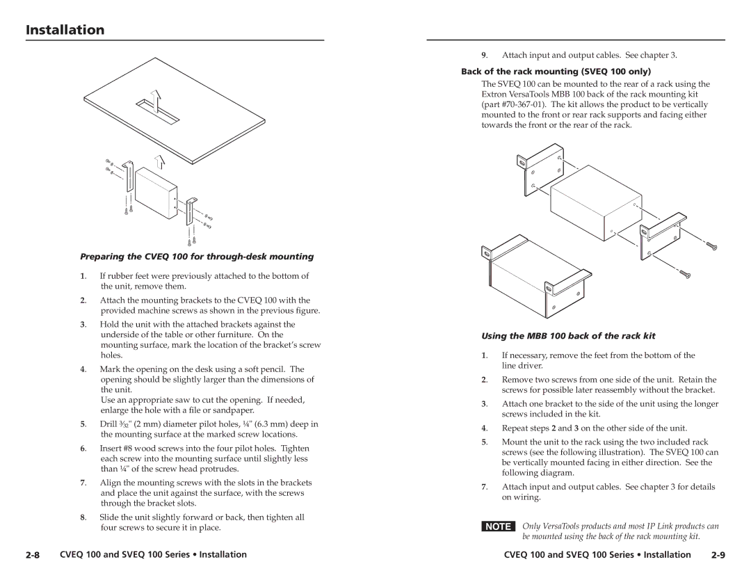 Extron electronic CVEQ 100 Series, SVEQ 100 Series, A-4, A-2, A-3 user manual Preparing the Cveq 100 for through-desk mounting 