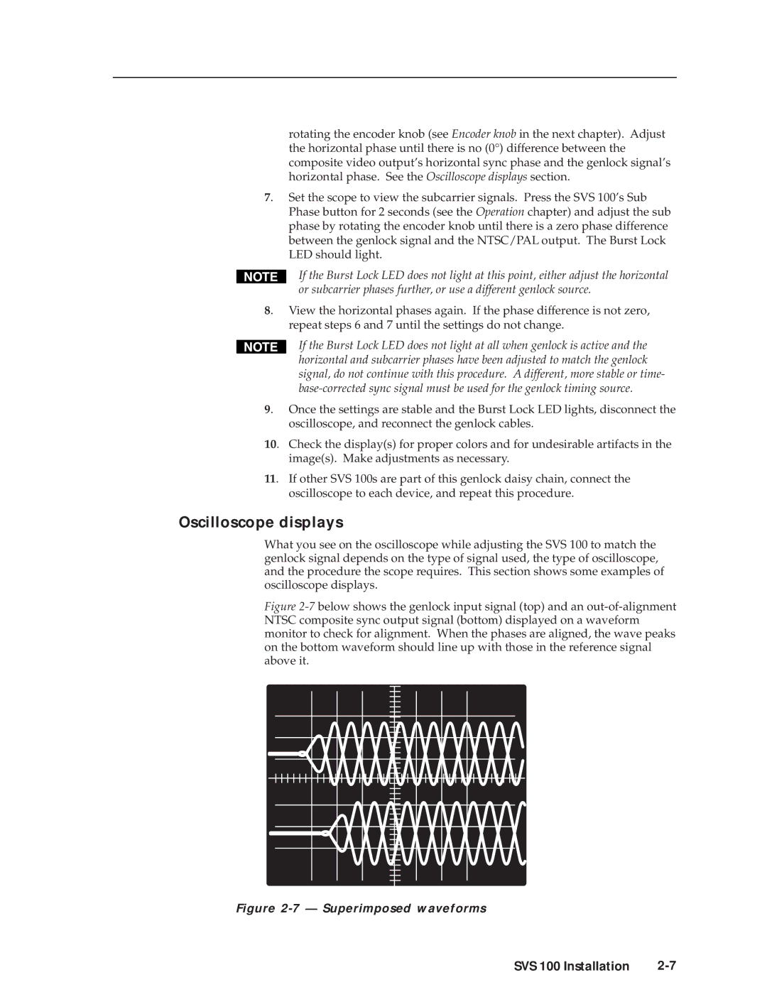 Extron electronic SVS 100 manual Oscilloscope displays, Superimposed waveforms 