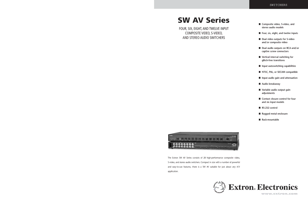 Extron electronic SW AV Series specifications 