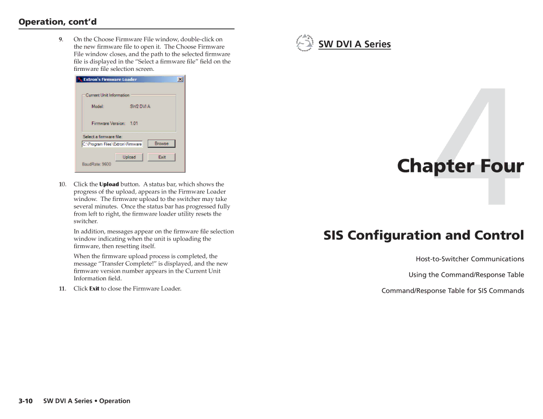 Extron electronic SW DVI A Series user manual Four, SIS Configuration and Control 