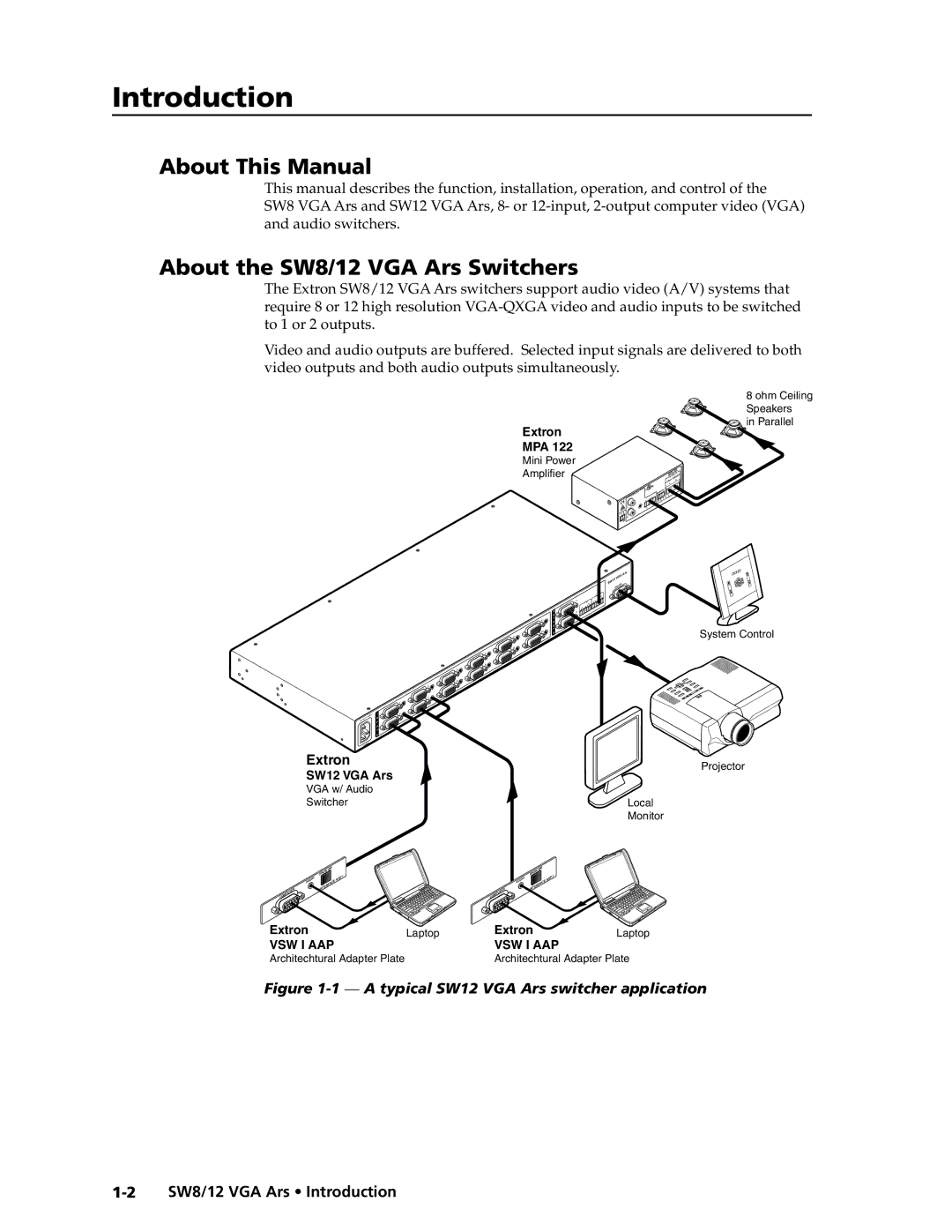 Extron electronic SW8 VGA Ars, SW12 VGA ARS manual Introduction, About This Manual, About the SW8/12 VGA Ars Switchers 