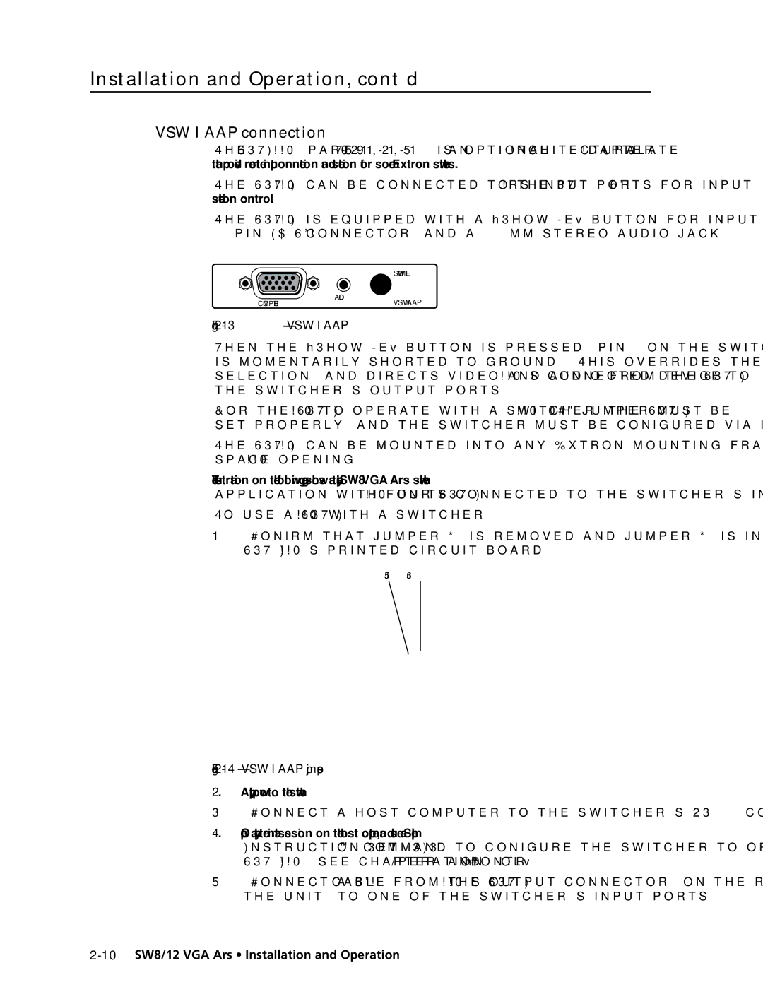 Extron electronic SW12 VGA ARS manual VSW I AAP connection, 10 SW8/12 VGA Ars Installation and Operation 