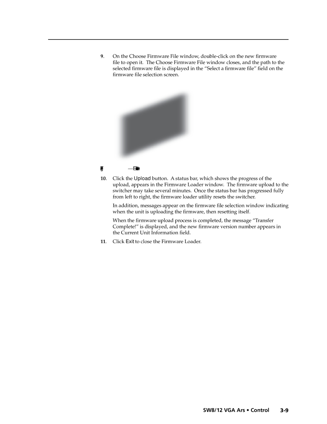 Extron electronic SW12 VGA ARS, SW8/12 VGA manual Extron’s firmware loader screen 