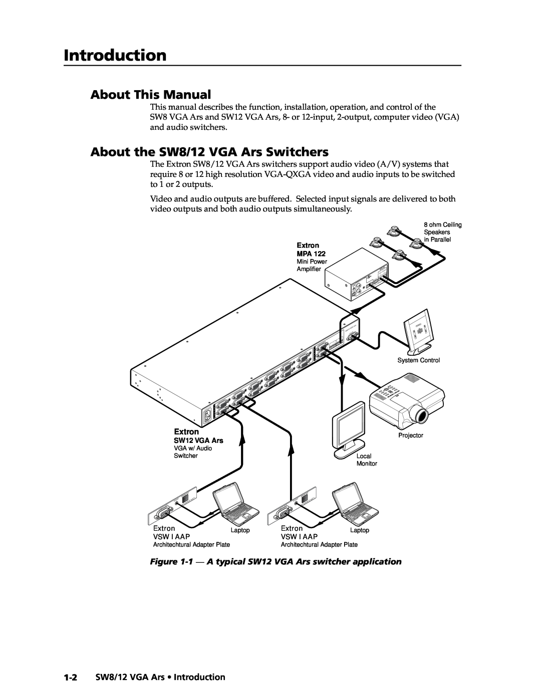 Extron electronic SW12 VGA ARS manual Introduction, About This Manual, About the SW8/12 VGA Ars Switchers 