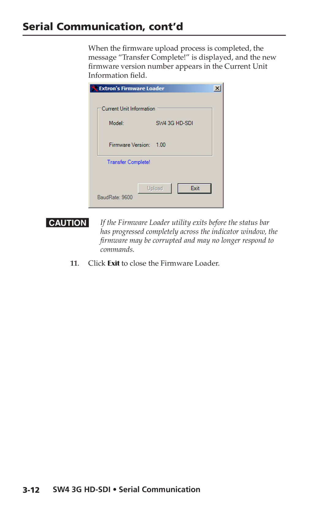 Extron electronic user manual 12 SW4 3G HD-SDI Serial Communication 