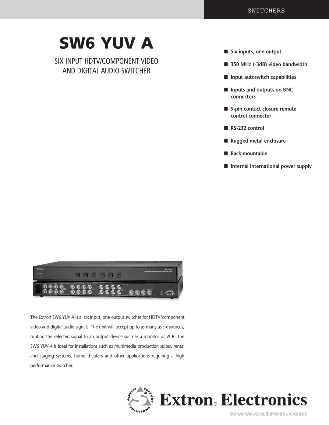 Extron electronic SW6 YUV A manual SW6 YUV a 