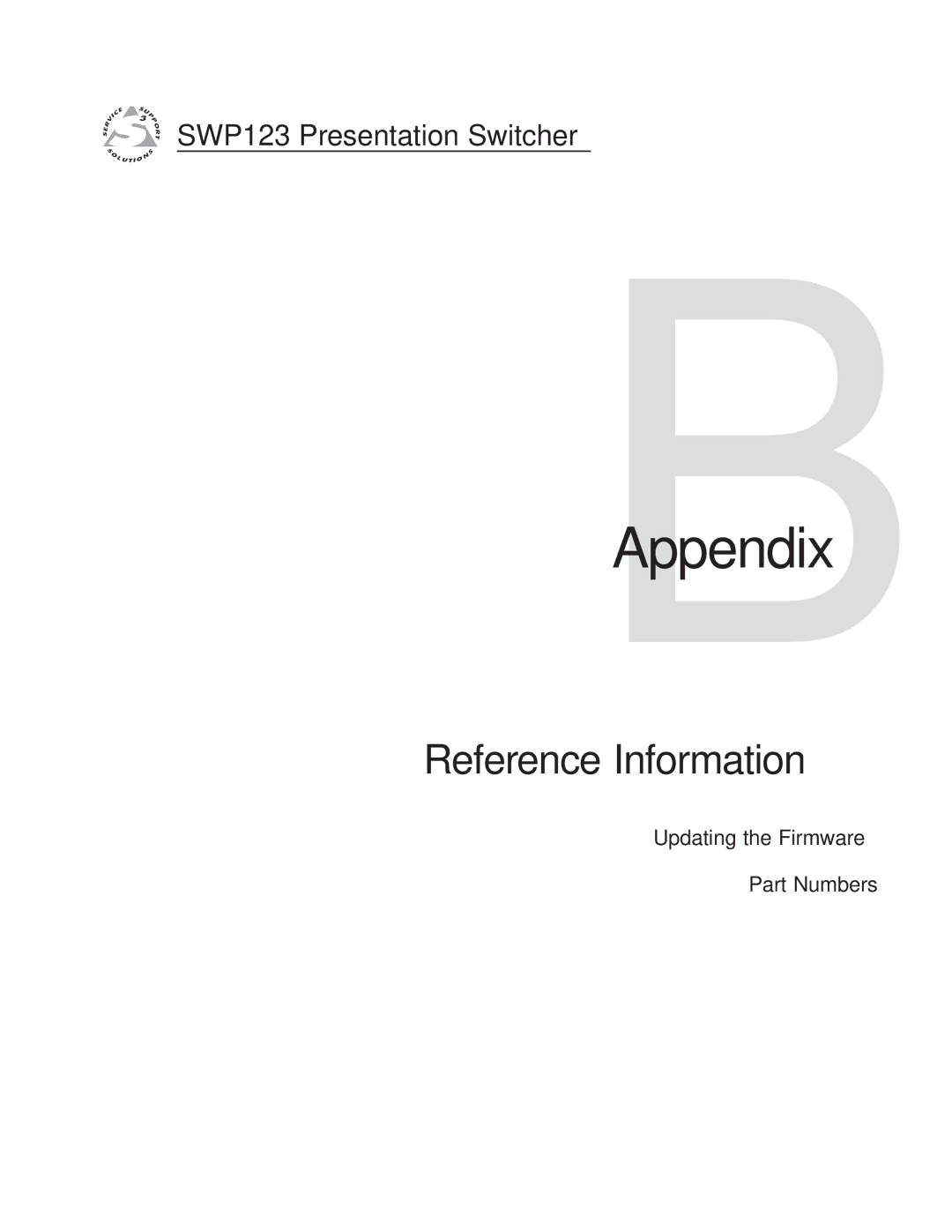 Extron electronic SWP123 manual BAppendix, Reference Information 