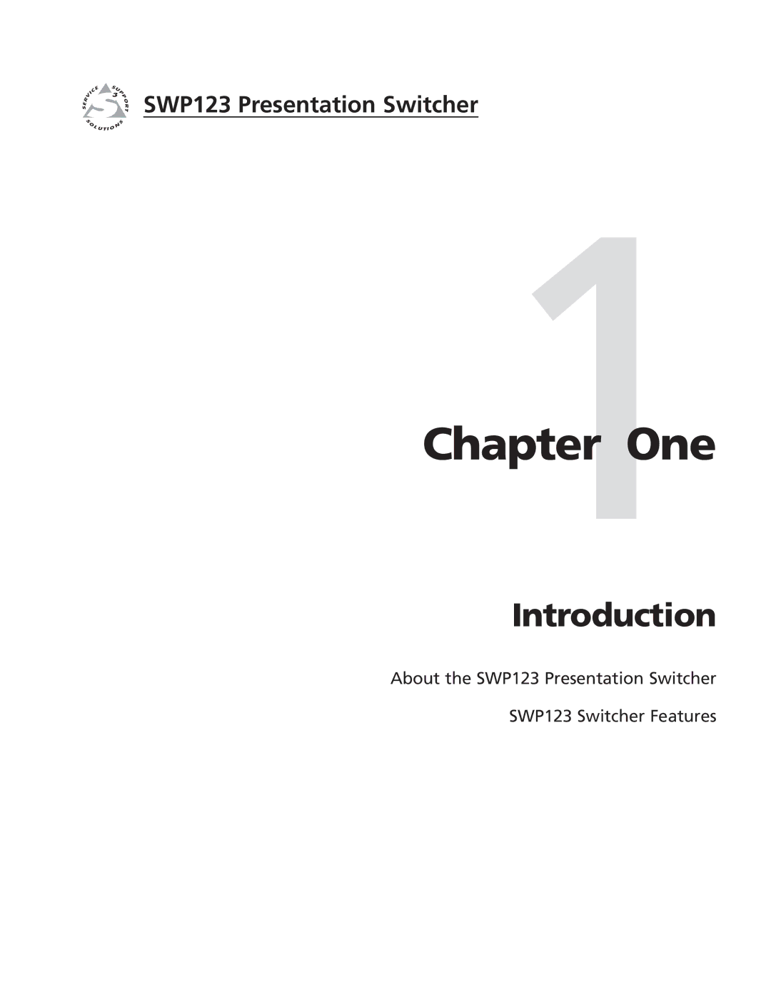 Extron electronic SWP123 manual One, Introduction 