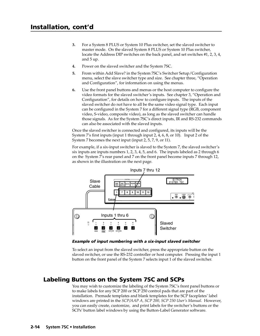 Extron electronic manual Labeling Buttons on the System 7SC and SCPs 