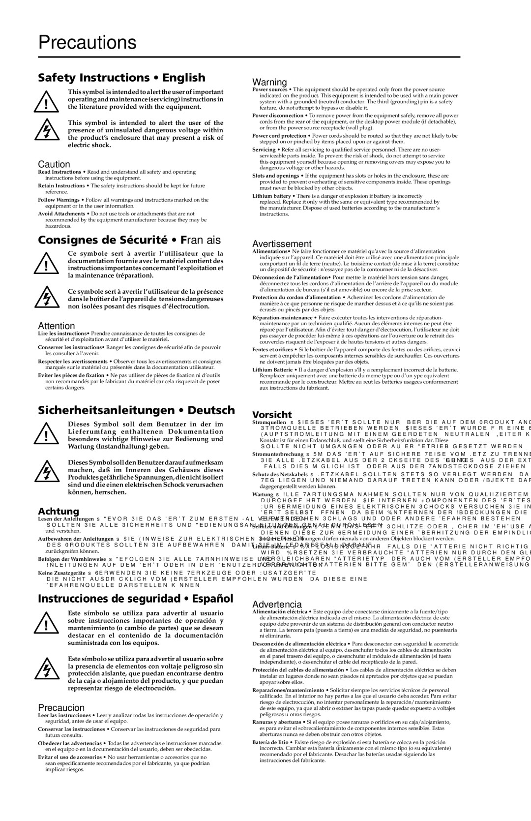 Extron electronic TP T 15HD 45, TP T A 45 manual Precautions, Safety Instructions English 