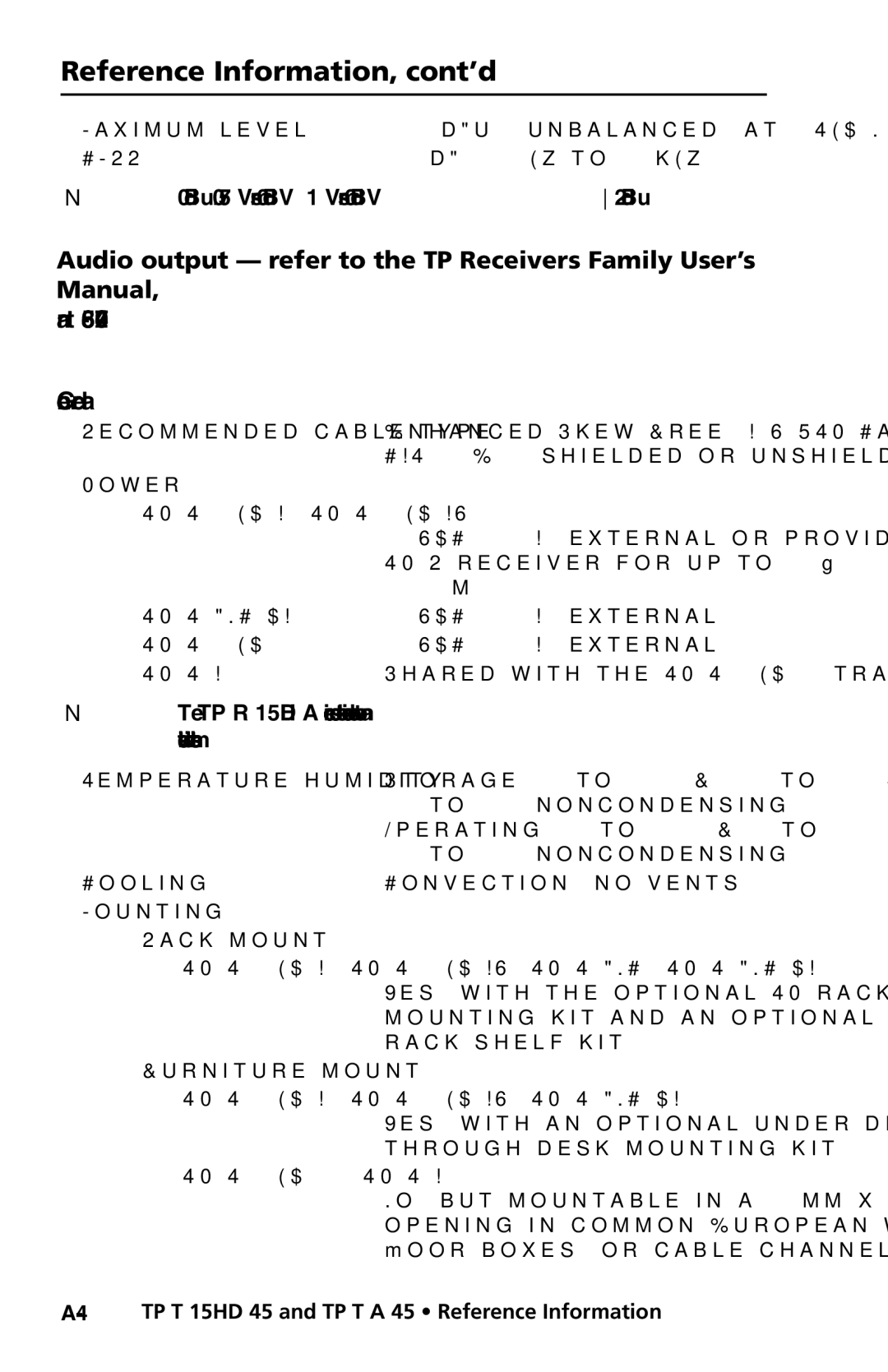 Extron electronic TP T 15HD 45, TP T A 45 manual Reference Information, cont’d, TP T 15HD A, TP T 15HD AV, TP T BNC DA4 