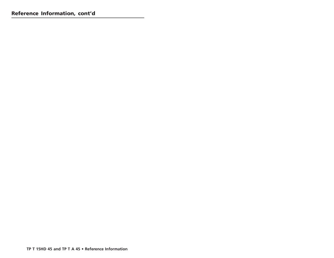 Extron electronic TP T A 45, TP T 15HD 45 user manual Reference Information, cont’d 