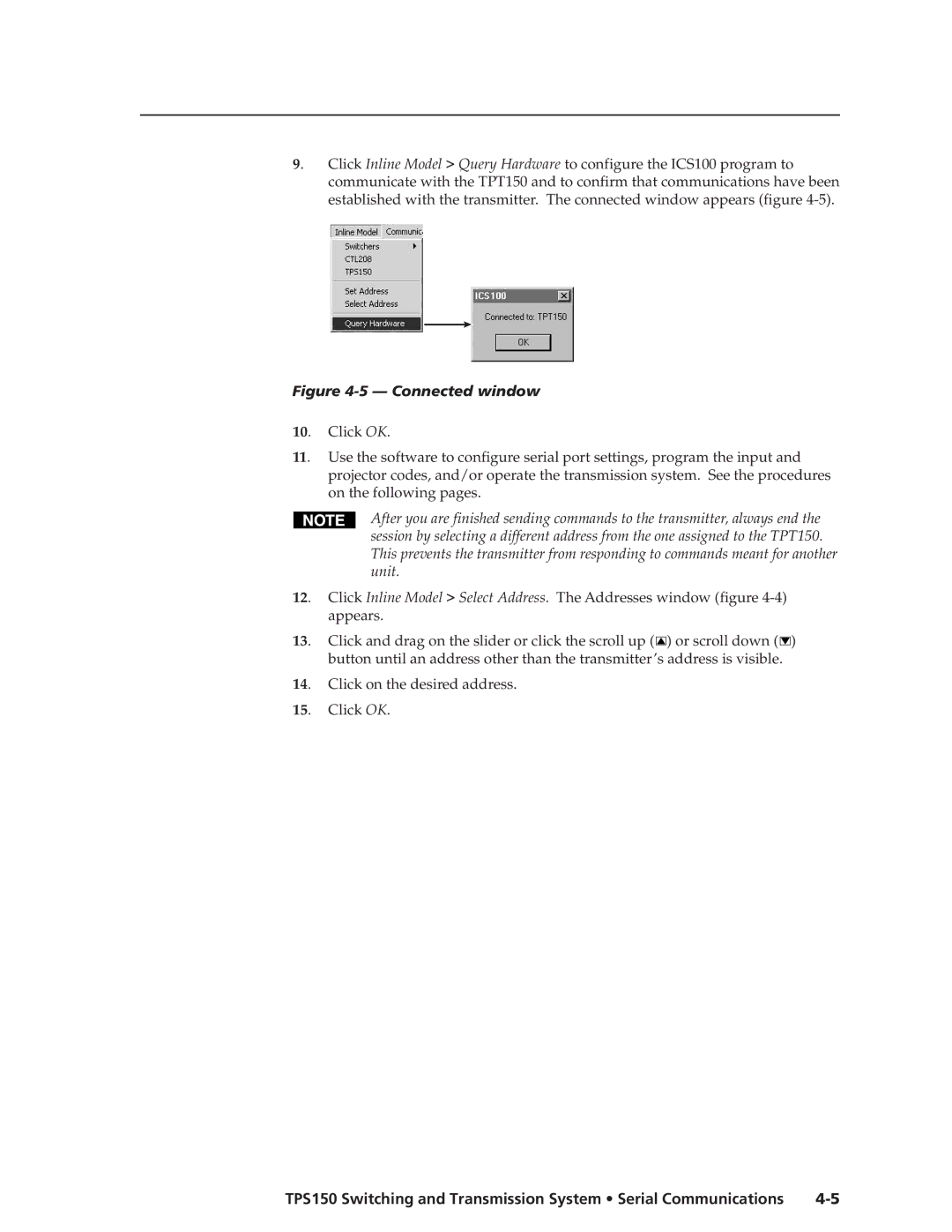 Extron electronic TPS150 manual Connected window 