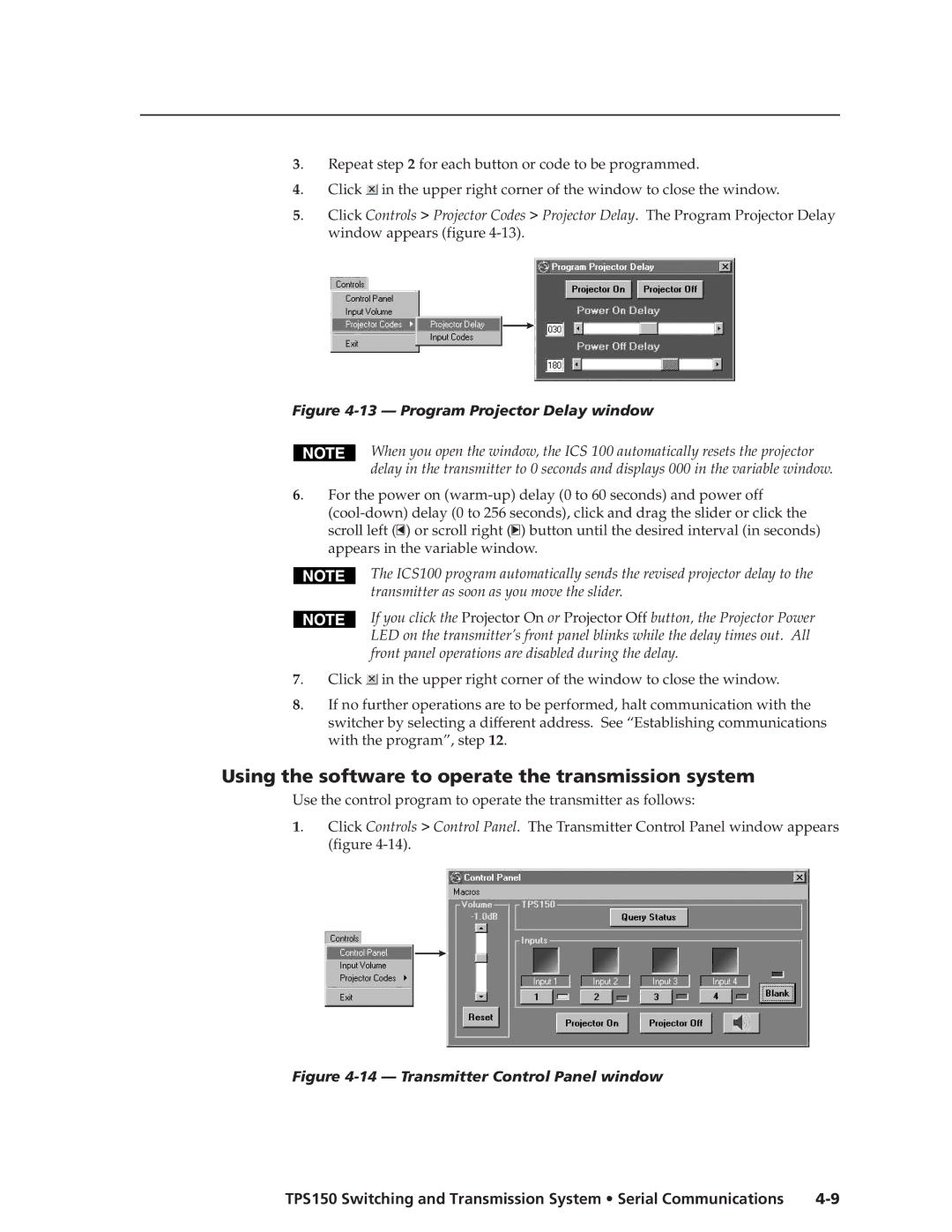 Extron electronic TPS150 manual Using the software to operate the transmission system, Window appears figure 