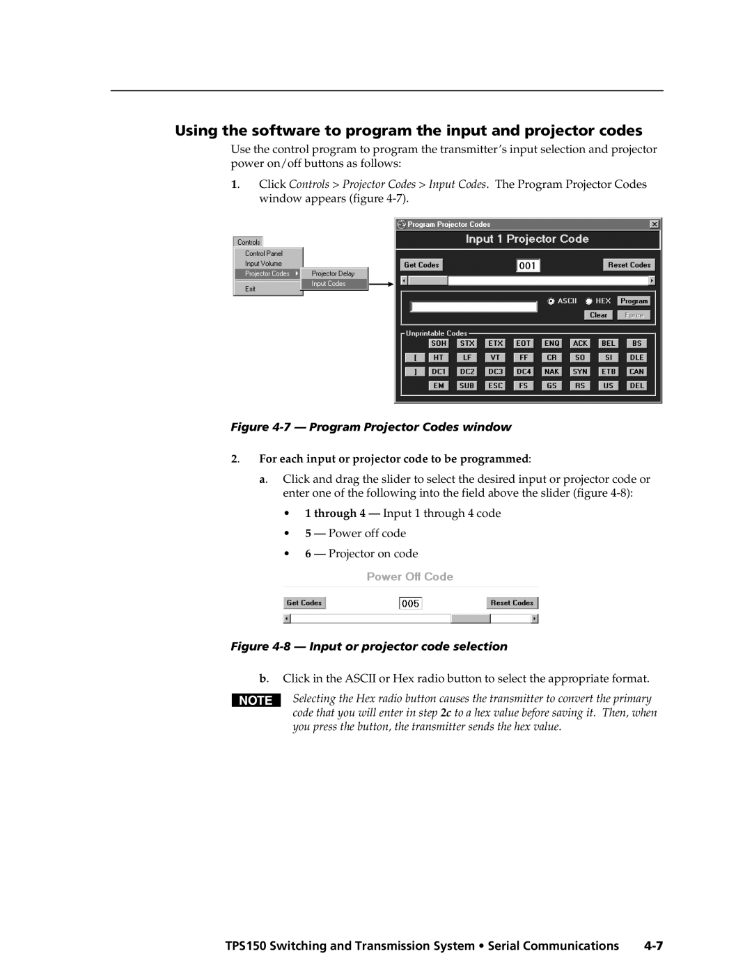 Extron electronic TPS150 manual Using the software to program the input and projector codes 