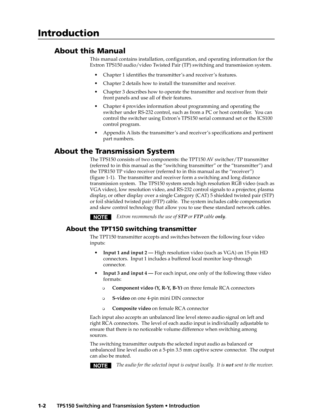 Extron electronic TPS150 manual Introductiontroduction, cont’d, About this Manual, About the Transmission System 