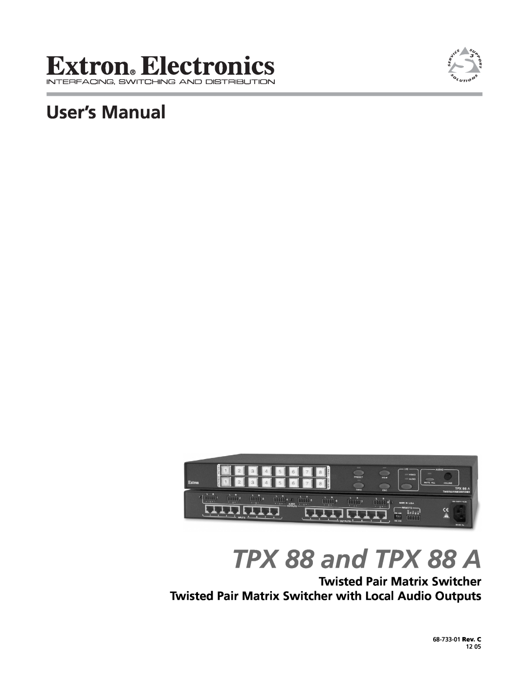 Extron electronic manual TPX 88 and TPX 88 A, 68-733-01 Rev. C 
