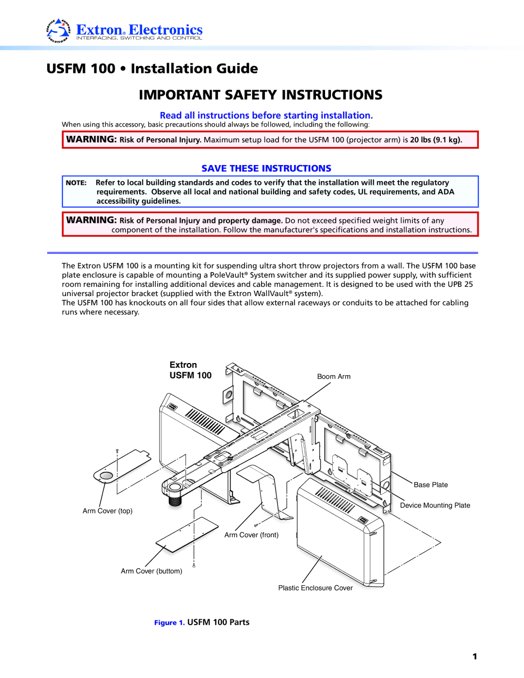 Extron electronic USFM 100 important safety instructions Important Safety Instructions 