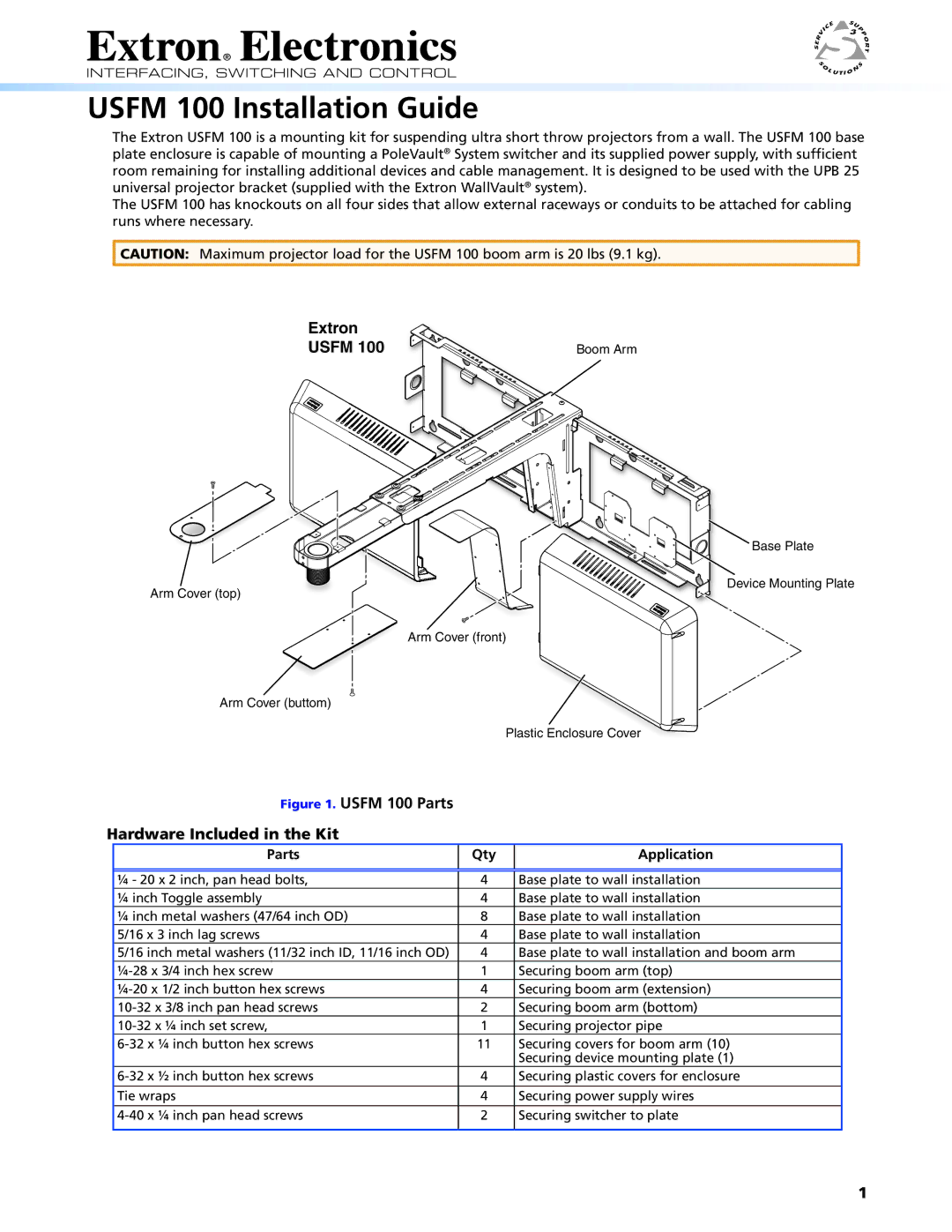 Extron electronic USFM 100 manual Usfm 100 Installation Guide 