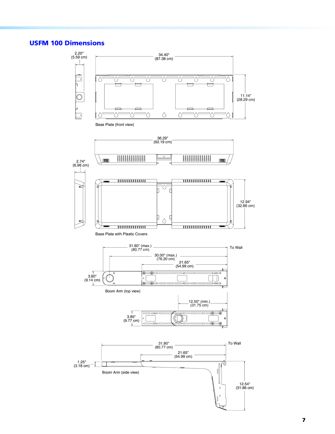 Extron electronic USFM 100 manual Usfm 100 Dimensions 