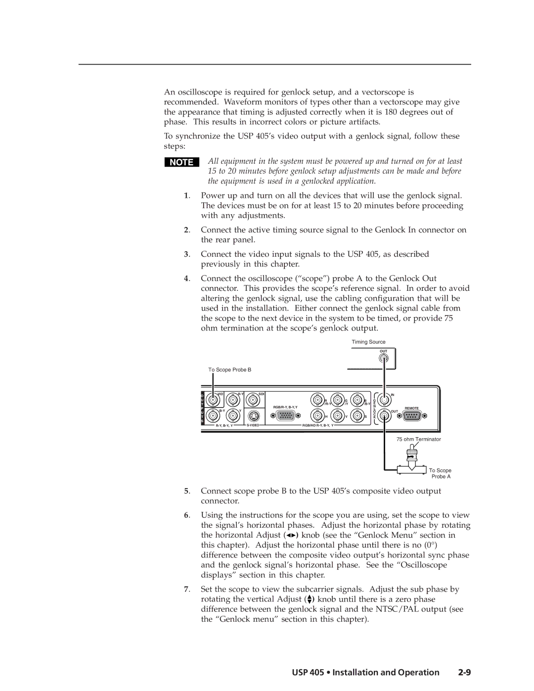 Extron electronic USP 405 manual Timing Source 