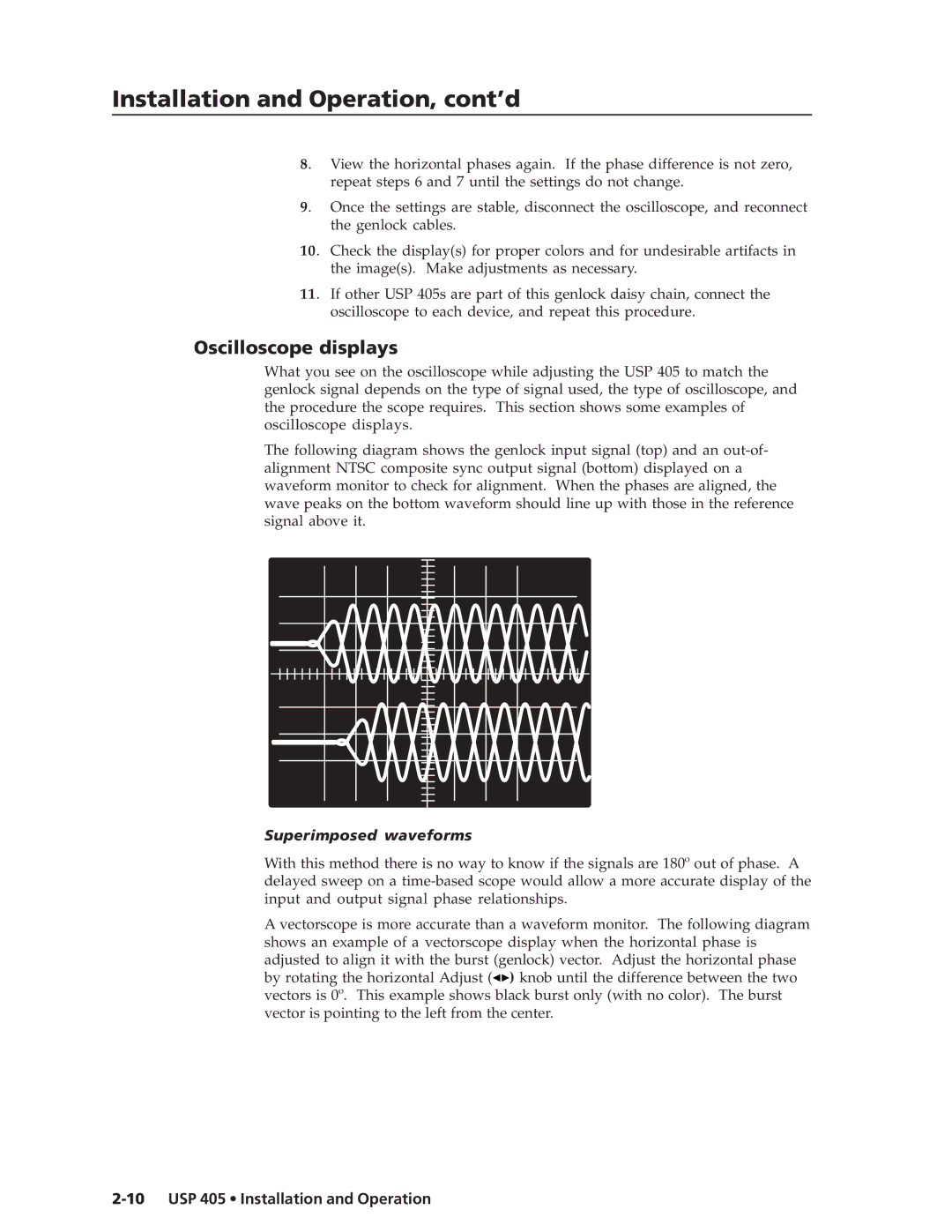 Extron electronic USP 405 manual Oscilloscope displays, Superimposed waveforms 