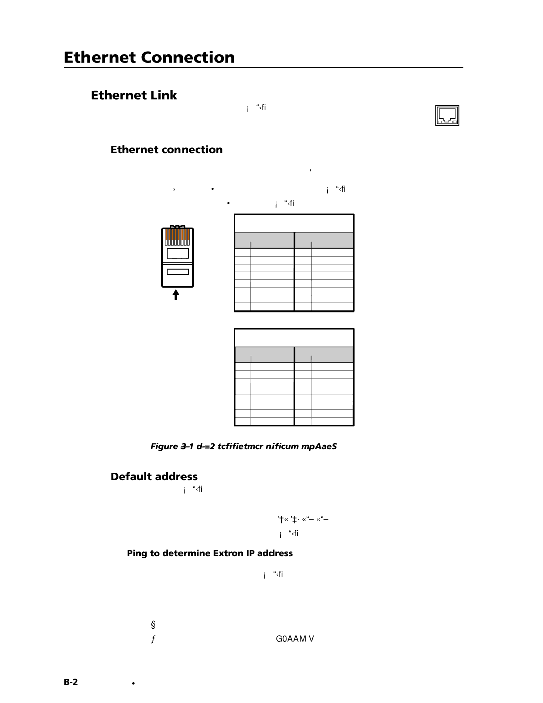 Extron electronic USP 507 manual Ethernet Connection, Ethernet Link, Default address, Ping to determine Extron IP address 