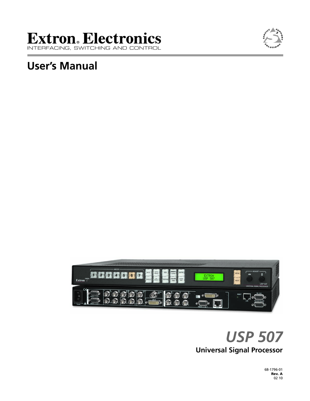 Extron electronic USP 507 manual Universal Signal Processor, Rev. A 