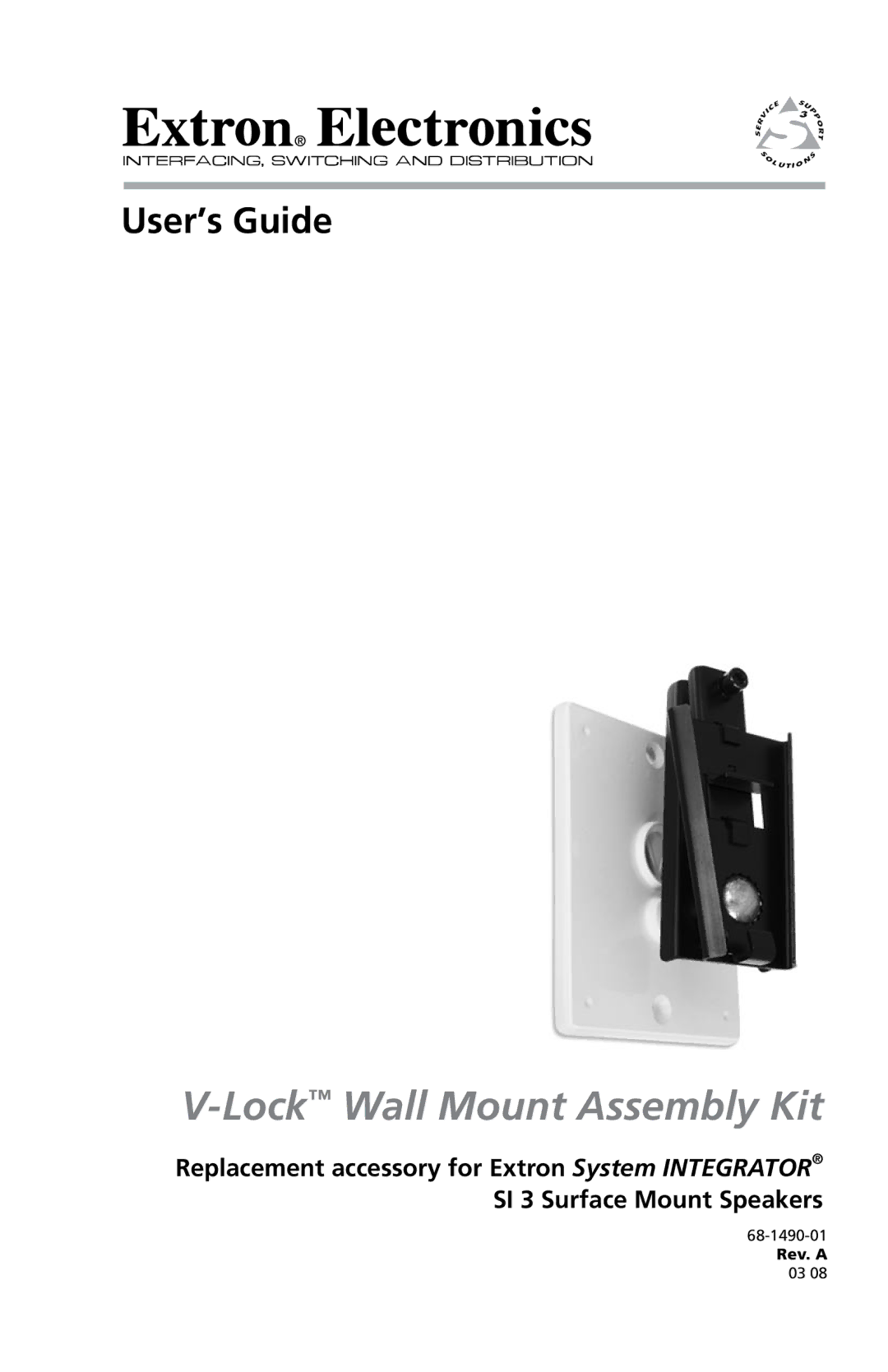 Extron electronic V-LockTM manual LockWall Mount Assembly Kit 