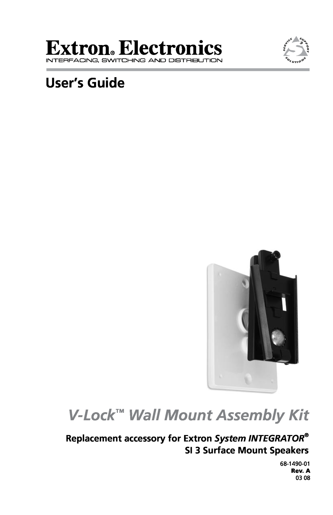 Extron electronic V-LockTM manual V-Lock Wall Mount Assembly Kit, User’s Guide, 68-1490-01, Rev. A 