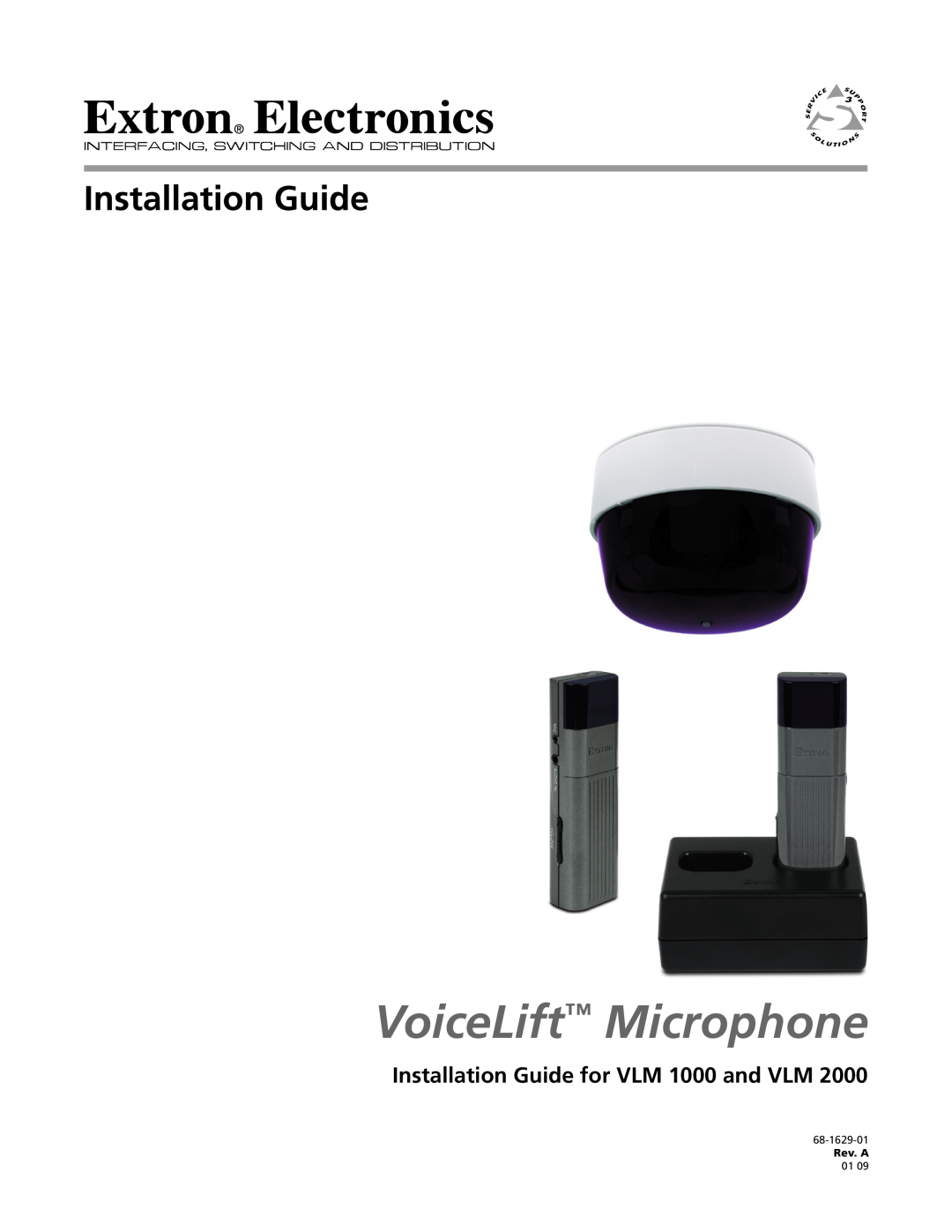 Extron electronic VLM 2000 manual Installation Guide for VLM 1000 and VLM, VoiceLift Microphone, 68-1629-01 
