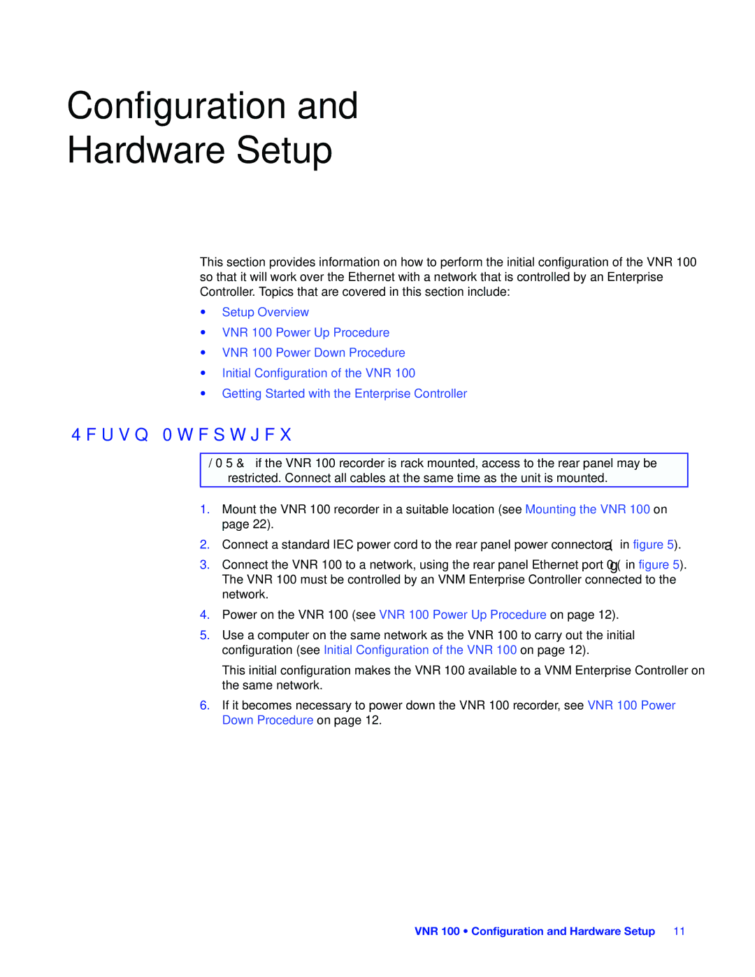 Extron electronic VNR 100 manual Configuration Hardware Setup, Setup Overview 