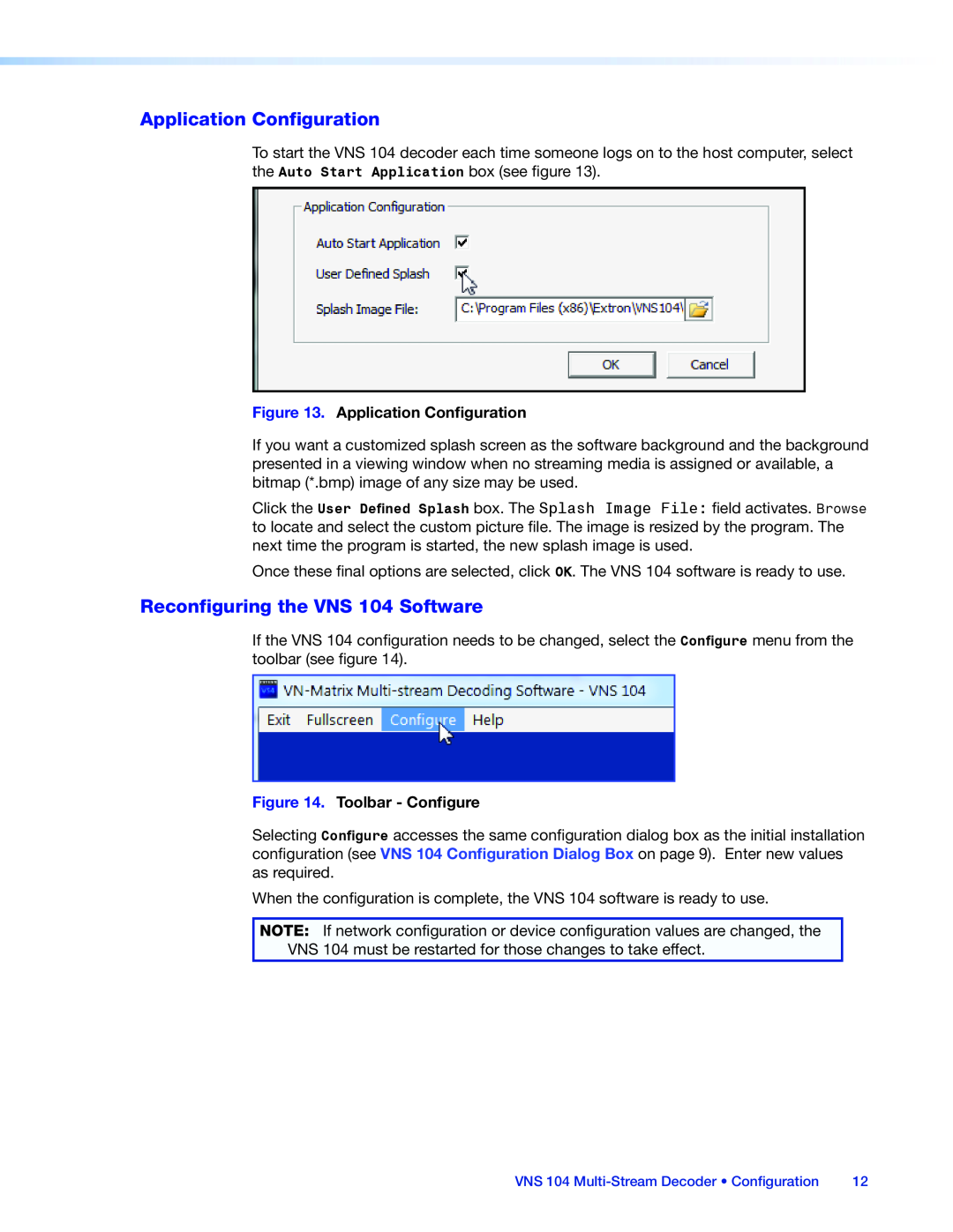 Extron electronic manual Application Configuration, Reconfiguring the VNS 104 Software, Toolbar - Configure 