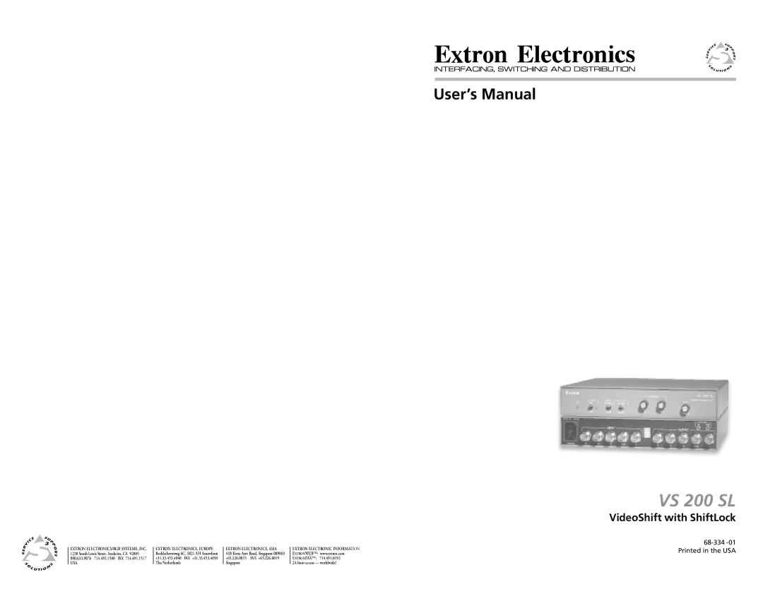 Extron electronic VS 200 SL user manual 