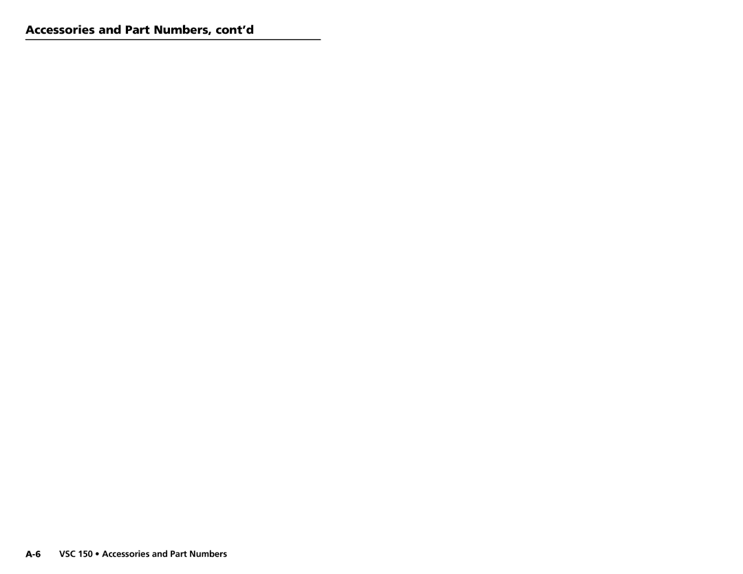 Extron electronic VSC 150 user manual Accessories and Part Numbers, cont’d 