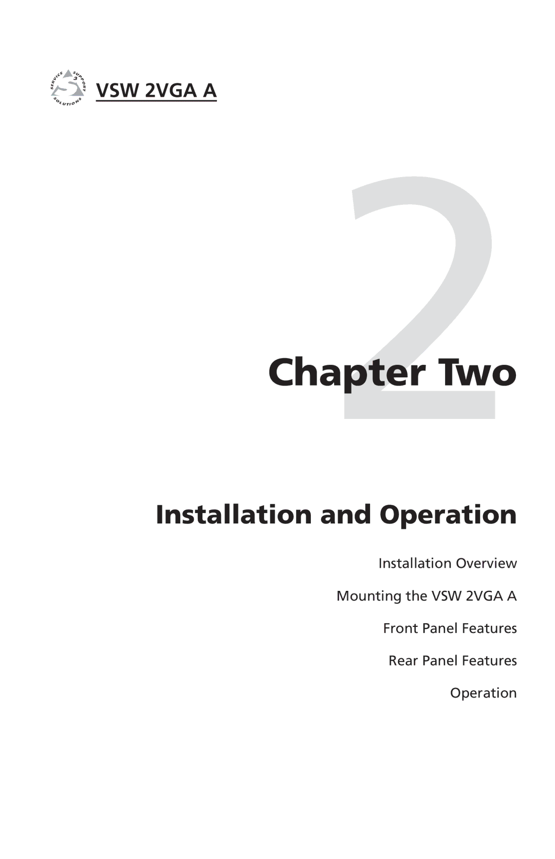 Extron electronic VSW 2VGA A user manual Two 