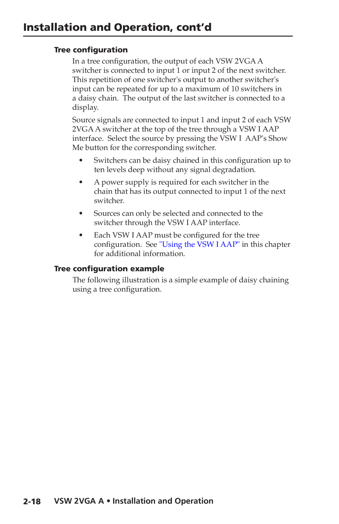 Extron electronic VSW 2VGA A user manual Tree configuration example 