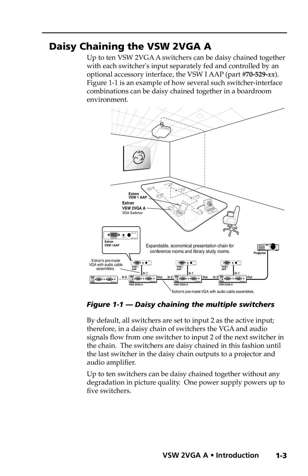 Extron electronic VSW 2VGA A user manual Daisy Chaining the VSW 2VGA a, Expandable, economical presentation chain for 