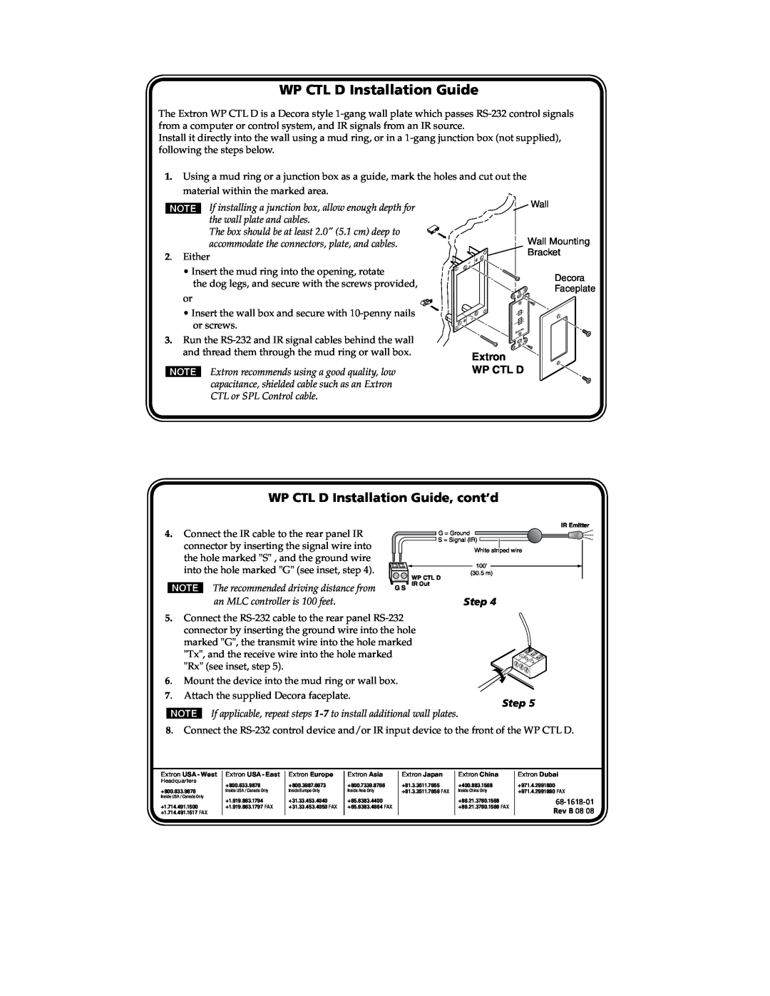 Extron electronic manual WP CTL D Installation Guide, cont’d, Extron WP CTL D, Step 