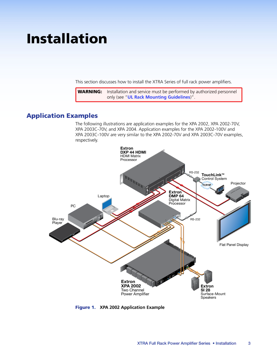 Extron electronic XPA 2004, XPA 2002-70V, XPA 2003C-70V, XPA 2003C-100V Installation, Application Examples, Extron XPA 