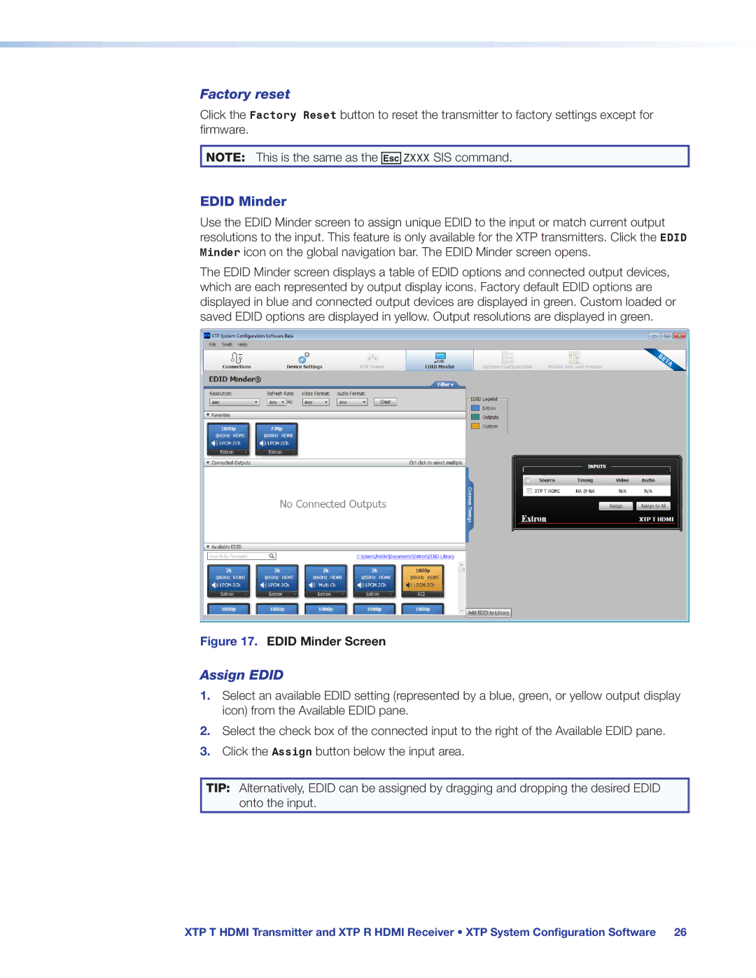 Extron electronic XTP R HDMI, XTP T HDMI manual Edid Minder Screen 