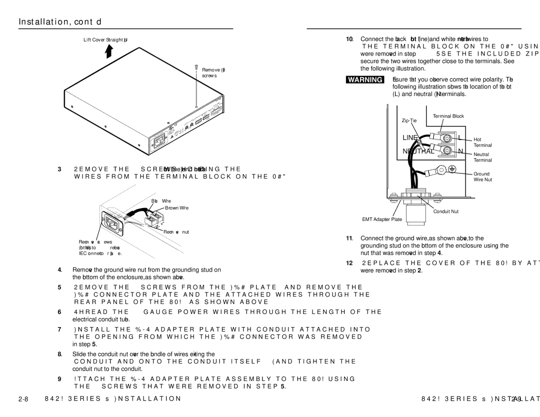 Extron electronic XPA 1002, XTRA SERIES, XPA 200170V Neutral, Replace the cover of the XPA by attaching the 8 screws that 