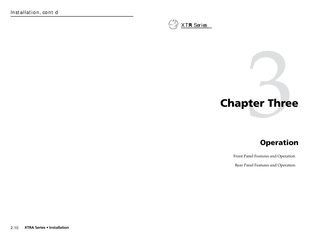 Extron electronic XTRA SERIES, XPA 200170V, XPA 2001100V, XPA 1002 user manual Three, Operation 