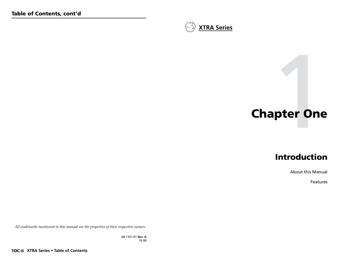 Extron electronic XPA 200170V, XTRA SERIES, XPA 2001100V, XPA 1002 Introduction, Xtra Series, Table of Contents, cont’d 