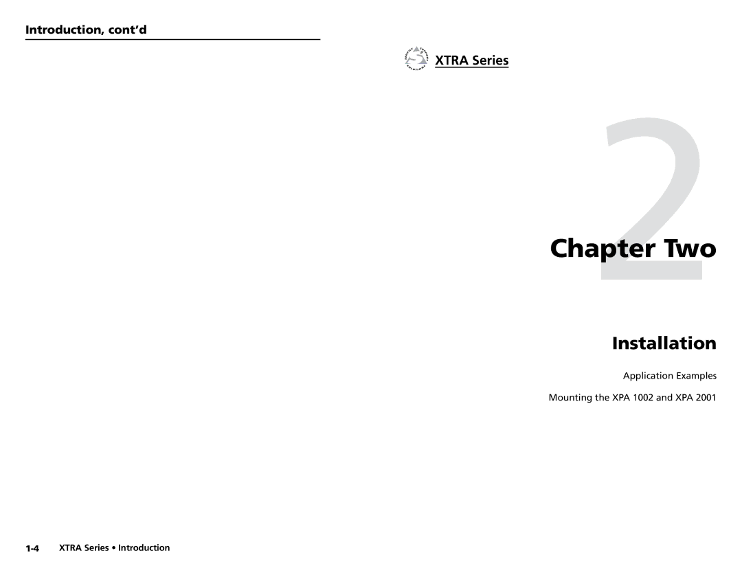 Extron electronic XPA 1002, XTRA SERIES, XPA 200170V, XPA 2001100V user manual Installation, Introduction, cont’d 