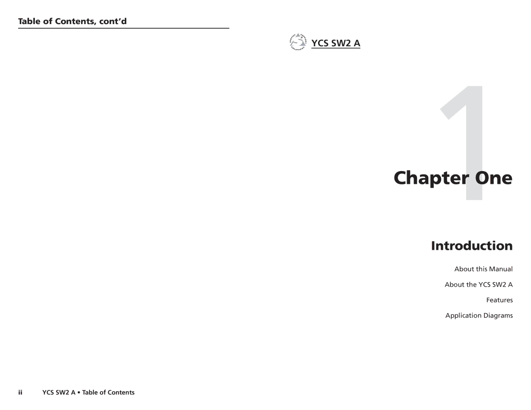 Extron electronic YCS SW2 A user manual YCS SW2 a, Table of Contents, cont’d 