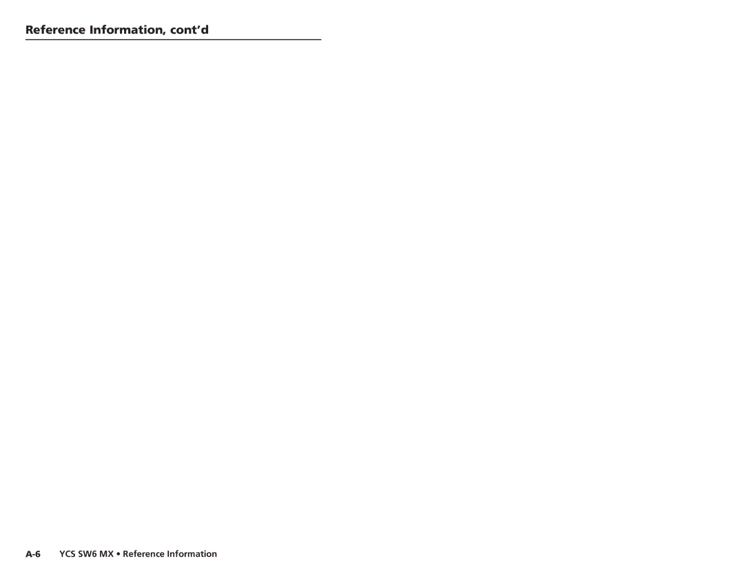 Extron electronic user manual YCS SW6 MX Reference Information 